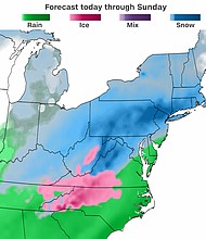 A weekend storm will deliver heavy precipitation to the eastern US, but exactly where snow will fall is uncertain, meaning this graphic will change in the coming days.
Mandatory Credit:	CNN