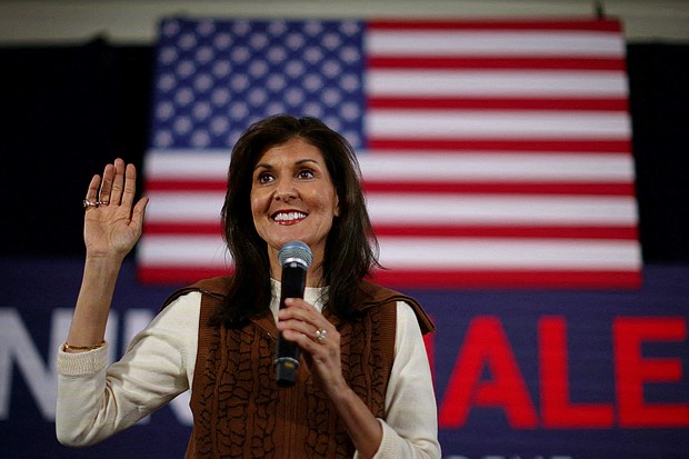 Nikki Haley speaks at a campaign town hall in Atkinson, New Hampshire, in December 14, 2023.
Mandatory Credit:	Brian Snyder/Reuters