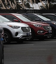 Brand new Hyundai Santa Fe SUVs are displayed at a Hyundai dealership on April 7, 2017 in Colma, California.
Mandatory Credit:	Justin Sullivan/Getty Images