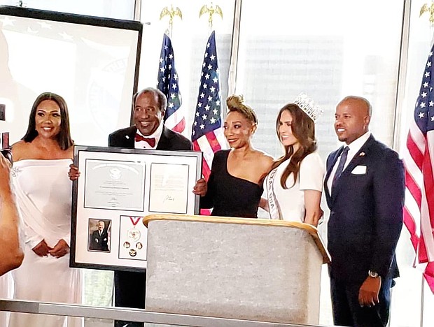 Dr. Sonia White, Commissioner Rodney Griffin (Honoree) , Jalene Mack, Miss Texas, and Rep. Ron Reynolds