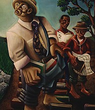 The Cultivators, 2000, Oil on canvas, by Samuel L. Dunson, Jr., - Courtesy of The Kinsey African American Art & History Collection