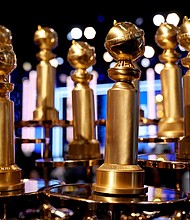 Golden Globe statuettes on display in Beverly Hills, California.
Mandatory Credit:	Emma McIntyre/Getty Images for Hollywood Foreign Press Association