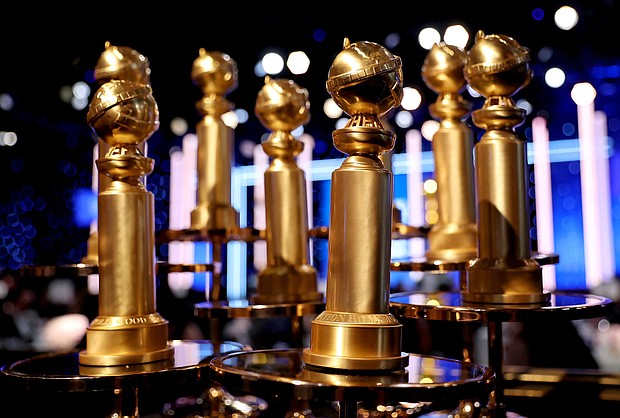 Golden Globe statuettes on display in Beverly Hills, California.
Mandatory Credit:	Emma McIntyre/Getty Images for Hollywood Foreign Press Association