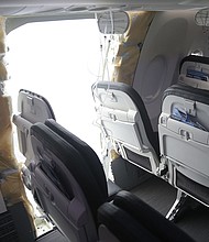 The NTSB released this image of the aircraft from Alaska Airlines Flight 1282.
Mandatory Credit:	National Transportation Safety Board