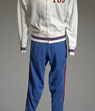 TSU Tigerbelles track suit worn by Chandra Cheeseborough. The sprinter competed in the 1976 and 1984 Olympic Games, winning two gold, and one silver medals, in 1984.