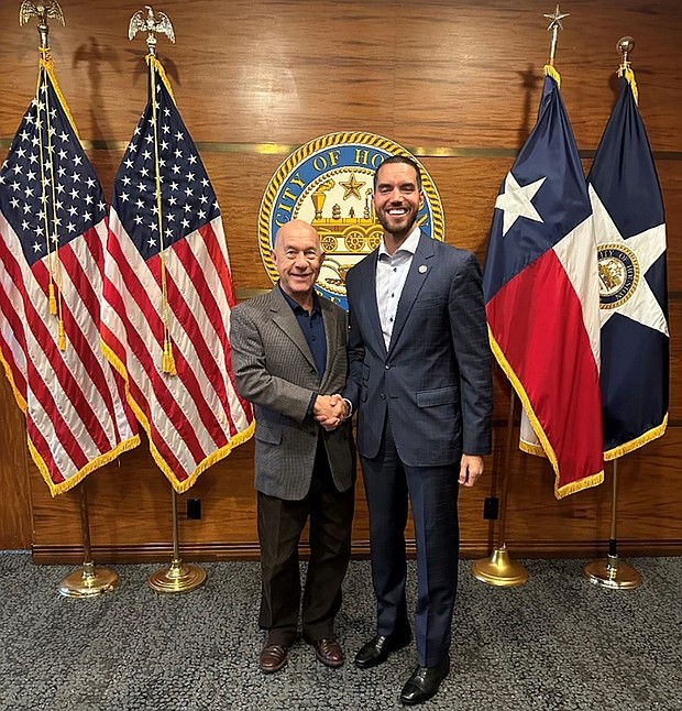 Houston Mayor John Whitmire and City Controller Chris Hollins