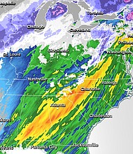 A forecast model shows where heavy rain and snow is expected through January 10.
Mandatory Credit:	cnnweather