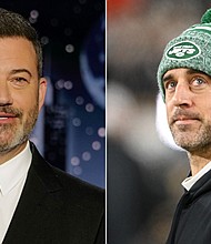 Jimmy Kimmel used his late show monologue Monday to address an unfounded allegation recently lodged against him by NFL star Aaron Rodgers.
Mandatory Credit:	ABC/Getty Images