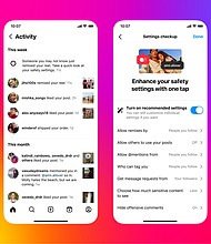 Meta said it will prompt teen users to review their safety and privacy settings, recommending that they implement more restrictive settings.
Mandatory Credit:	Meta