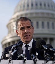 U.S. President Joe Biden's son Hunter Biden talks to reporters outside the U.S. Capitol on December 13, 2023 in Washington, DC. Hunter Biden defied a subpoena from Congress to testify behind closed doors ahead of a House vote on an impeachment inquiry against his father.
Mandatory Credit:	Drew Angerer/Getty Images