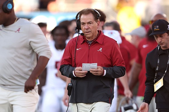 Alabama football coach Nick Saban, whose seven career national championships are the most by a head coach at NCAA football’s …