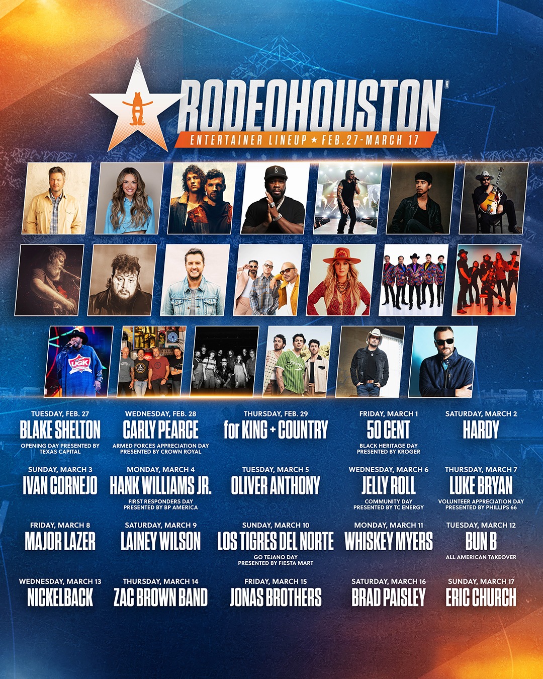 Houston Rodeo Lineup Calendar Luise Robinia