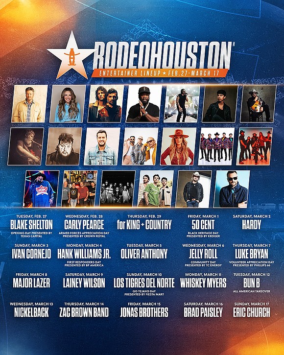 Houston Livestock Show and Rodeo officials released the entertainment lineup for the 2024 Rodeo season, scheduled for Feb. 27 – …
