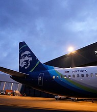 An Alaska Airlines Boeing 737 Max 9.
Mandatory Credit:	Lindsey Wasson/AP
