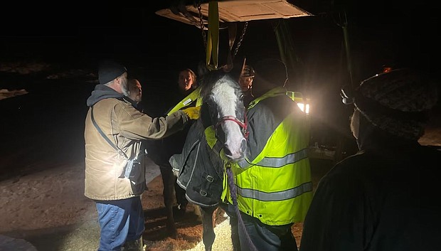 Firefighters and school staff rescued a horse stuck in the snow in Pomfret, Connecticut.
Mandatory Credit:	WFSB
