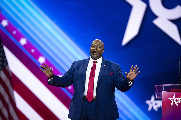 Mark Robinson, lieutenant governor of North Carolina, speaks during the Conservative Political Action Conference (CPAC) in National Harbor, Maryland, US, on Saturday, March 4, 2023.
Mandatory Credit:	Al Drago/Bloomberg/Getty Images