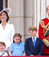 The Prince and Princess of Wales
Caption:	The Prince and Princess of Wales with their children, Prince Louis, Princess Charlotte and Prince George, at Buckingham Palace in London, June 2022.
Mandatory Credit:	Chris Jackson/Getty Images