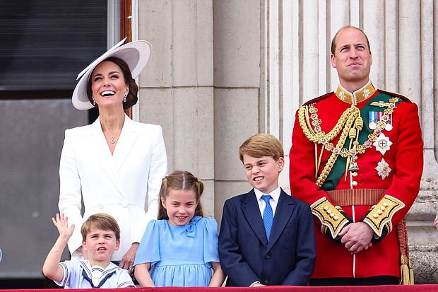 The Prince and Princess of Wales
Caption:	The Prince and Princess of Wales with their children, Prince Louis, Princess Charlotte and Prince George, at Buckingham Palace in London, June 2022.
Mandatory Credit:	Chris Jackson/Getty Images