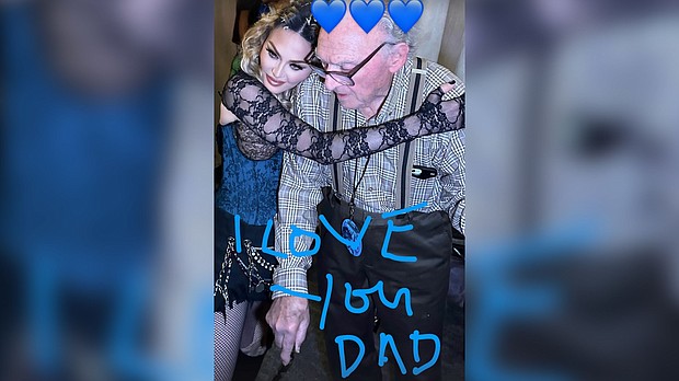 Madonna posts photo with her father Silvio on her Instagram Story.
Mandatory Credit:	Madonna/Instagram