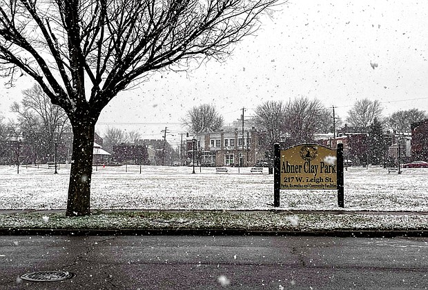 All was calm at Abner Clay Park in Jackson Ward on Monday, Jan. 15 as snow flurries fell and stuck in several parts of Richmond and surrounding counties. Temperatures stayed in the low 30s, crept to the 40s by Tuesday, but fell back to the 30s by Wednesday. Want more snow? Hang around until Friday and you may get your wish. That’s when it’s predicted that the white speckles will make an encore.