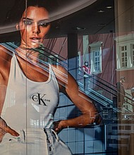 A Calvin Klein campaign ad featuring Kendall Jenner is seen inside the Palladium Praha shopping mall in Prague, Czech Republic, on May 18, 2020.
Mandatory Credit:	Milan Jaros/Bloomberg/Getty Images
