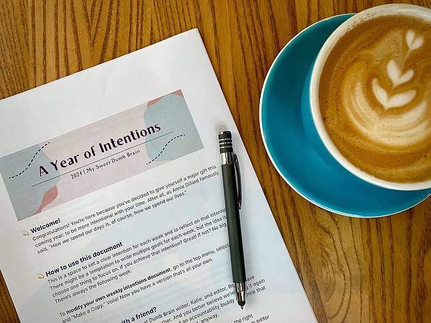 Writer Katie Hawkins-Gaar keeps a shared document with a friend in which they set an intention for the week ahead and reflect on the previous seven days.
Mandatory Credit:	Katie Hawkins-Gaar/My Sweet Dumb Brain