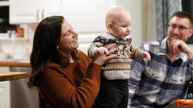 Rachael Gambino, Garrett Mazzeo and nine-month-old Miles are pictured at their home in Lansdale, Pennsylvania.
Mandatory Credit:	Deborah Brunswick/John General/CNN