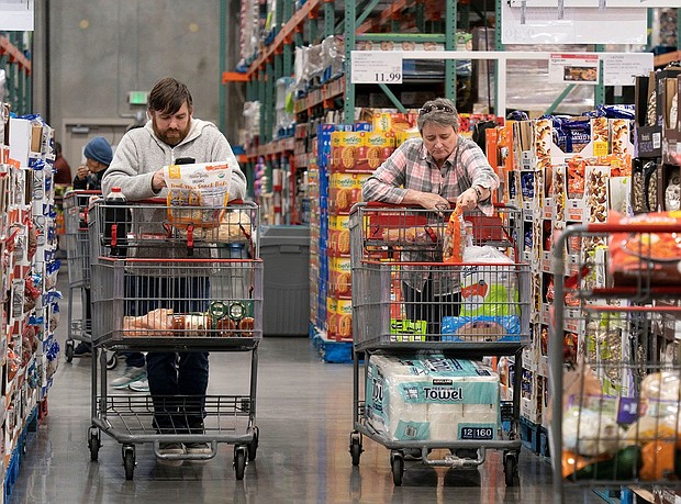 People shop at a supermarket in Foster City, California, the United States, Jan. 11. Americans’ attitudes on the economy are improving substantially as inflation slows.
Mandatory Credit:	Li Jianguo/Xinhua/Getty Images