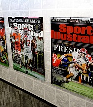 The University of Alabama showed off renovations to Bryant Denny Stadium Thursday, Oct. 1, 2020. Sports Illustrated covers decorate the walls inside the new press box.
Mandatory Credit:	Gary Cosby Jr/Tuscaloosa News/USA Today Network