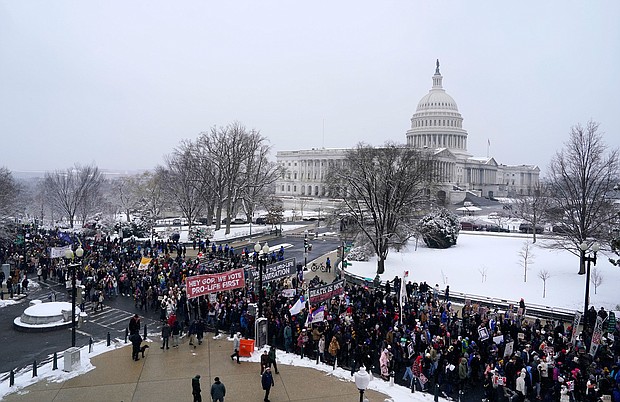 People attend the annual March for Life rally on the National Mall on January 19, in Washington.
Mandatory Credit:	Kent Nishimura/Getty Images
