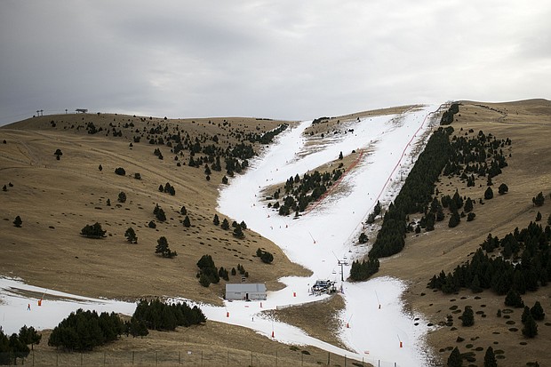 Spain's La Molina ski resort on December 29, 2023. The resort is working with the Snow Laboratory project over the next three years to test a snowmaking process that aims to use less water and energy than traditional snowmaking.
Mandatory Credit:	Lorena Sopena Lopez/Anadolu Agency/Getty Images