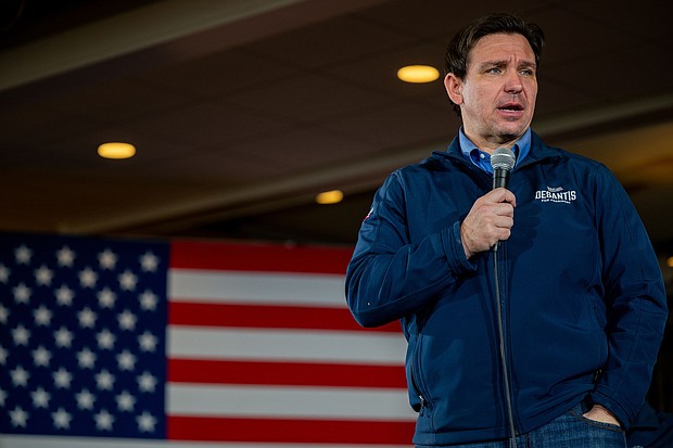 Florida Gov. Ron DeSantis speaks to supporters at LaBelle Winery on January 17, 2024, in Rockingham County, New Hampshire.
Mandatory Credit:	Brandon Bell/Getty Images