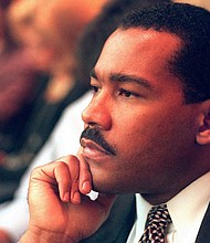 Dexter King, son of the late civil rights leader Martin Luther King Jr., has died. King is seen here in Jackson, Tennessee on August 29, 1997.
Mandatory Credit: