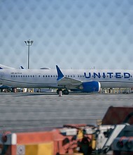 A United Airlines Boeing 737 Max-9 aircraft grounded at Los Angeles International Airport.
Mandatory Credit:	Eric Thayer/Bloomberg/Getty Images