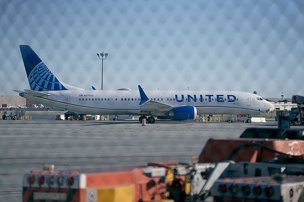 A United Airlines Boeing 737 Max-9 aircraft grounded at Los Angeles International Airport.
Mandatory Credit:	Eric Thayer/Bloomberg/Getty Images
