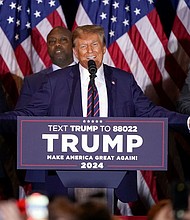 Former President Donald Trump won the New Hampshire GOP primary on Tuesday, beating out former South Carolina Gov. Nikki Haley in a one-on-one matchup.
Mandatory Credit:	Pablo Martinez Monsivais/AP