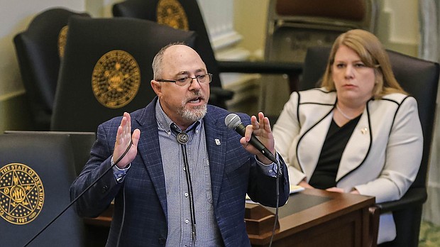 An Oklahoma state lawmaker says he will now change the language of a bill he proposed that designates anyone “of Hispanic descent” that is “a member of a criminal street gang” and convicted of a “gang-related offense” a terrorist.
Mandatory Credit:	Nathan J. Fish/The Oklahoman/USA Today Network/Reuters