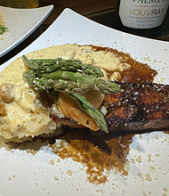 Steak Night at The Savoy also offers a Salmon Steak special as a red meat alternative choice.   

Photos: Courtesy of The Savoy