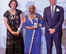 Robert Blue, chairman, president and CEO of Dominion, right, stands with Sandra Treadway, left, librarian of Virginia, and Danita Gail Wilkinson, middle, COO of the R.R. Wilkinson Foundation that is named after her father, the late Rev. Raymond Rogers Wilkinson, the Baptist minister and civil rights leader.
Rev. Wilkinson and several other Virginians were honored during Dominion’s and the Library of Virginia’s “Strong Men & Women in Virginia History” awards program June 15 at the Hilton Richmond Hotel and Spa.