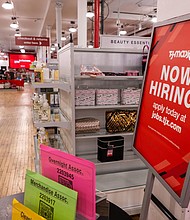 A 'now hiring' sign is displayed in a retail store in Manhattan on January 5, in New York City. As the American economy continues to outperform expectations, the December jobs report showed that employers added 216,000 positions for the month as the unemployment rate held at 3.7%.
Mandatory Credit:	Spencer Platt/Getty Images