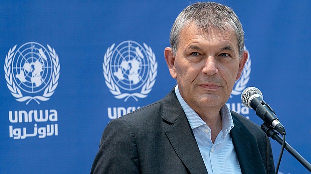 The UN's agency for Palestine refugees (UNRWA) is "immediately" terminating the contracts of staff members allegedly involved in the October 7 attacks on Israel, Commissioner-General Philippe Lazzarini, pictured above, said on Friday.
Mandatory Credit:	John Minchillo/AP/FILE