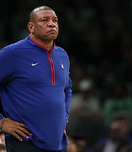 Doc Rivers looks on at a game between the Philadelphia 76ers and the Boston Celtics on May 3, 2023. Rivers has accepted an offer from the Milwaukee Bucks to be the team’s next coach, a source with knowledge of the conversations told CNN.
Mandatory Credit:	Maddie Meyer/Getty Images/File