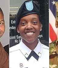 These undated photos from the US Army Reserve Command show Sgt. William Jerome Rivers, 46, Spc. Kennedy Ladon Sanders, 24, and Spc. Breonna Alexsondria Moffett, 23.
Mandatory Credit:	US Army Reserve Command, AP