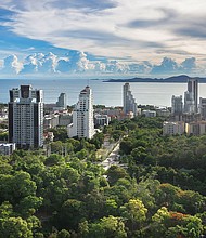 Seen here is a general view of Pattaya city in Thailand.  A British BASE jumper has died in Thailand after his parachute failed to open when he launched off an apartment building in Pattaya.
Mandatory Credit:	Pakphipat Charoenrach/Moment RF/Getty Images