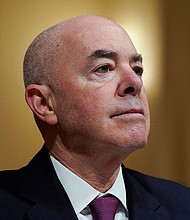 Homeland Security Secretary Alejandro Mayorkas attends a hearing on Capitol Hill on November 15, 2023.
Mandatory Credit:	Elizabeth Frantz/Reuters/File