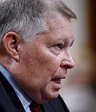 Retired Judge J. Michael Luttig testifies during the third hearing of the US House Select Committee to Investigate the January 6 Attack on the US Capitol, on Capitol Hill in Washington, DC, on June 16, 2022.
Mandatory Credit:	Olivier Douliery/AFP/Getty Images