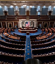 The empty chamber of the House of Representatives is seen at the Capitol in Washington, February 28, 2022.
Mandatory Credit:	J. Scott Applewhite/AP