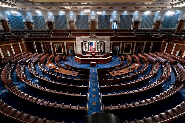 The empty chamber of the House of Representatives is seen at the Capitol in Washington, February 28, 2022.
Mandatory Credit:	J. Scott Applewhite/AP