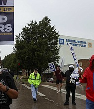 United Auto Workers union members strike at a General Motors assembly plant in Arlington, Texas, that builds the full-size SUV sport utility vehicles.
Mandatory Credit:	James Breeden/Reuters