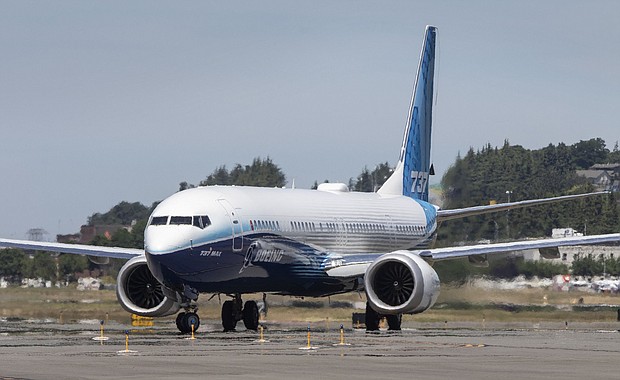 A Boeing 737 MAX 10 airliner taxis at Boeing Field after its first flight on June 18, 2021 in Seattle, Washington. The 737 MAX 10 is Boeing's newest model since regulators cleared the 737 MAX to fly again in November 2020.
Mandatory Credit:	Ellen Banner/Pool/Getty Images